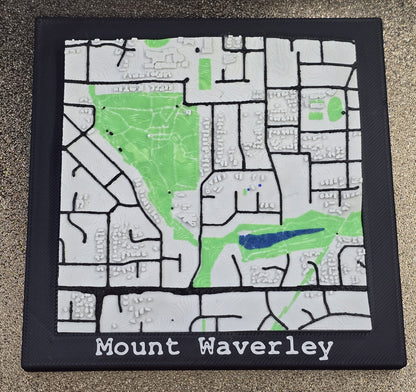 3D Topographic Map | Custom Suburb Art - 100mm x 100mm